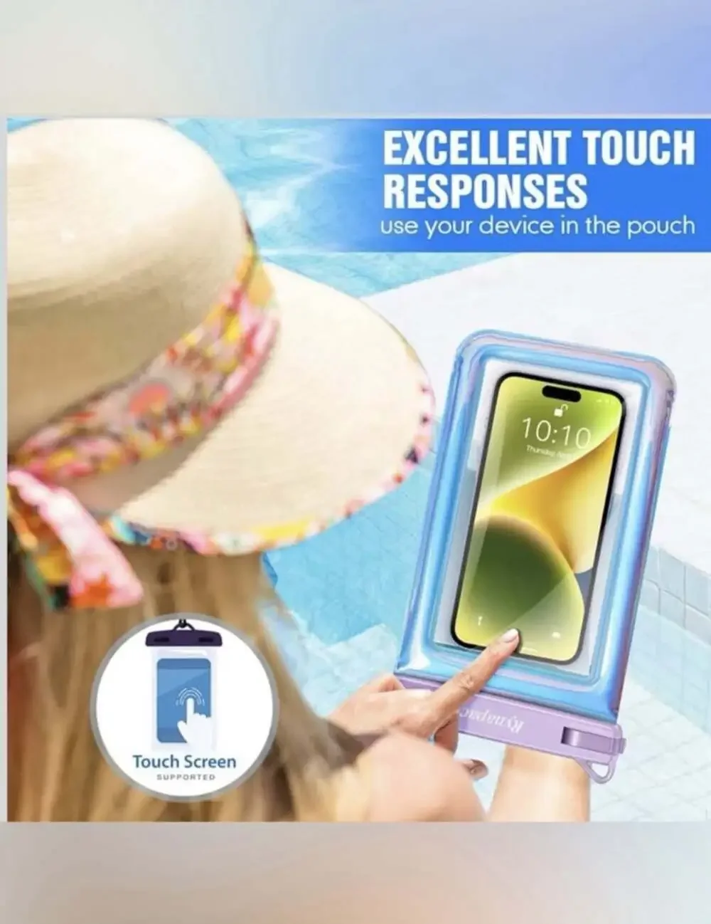 Waterproof Phone Pouch Floating, IPX8 Underwater Cellphone Holder With Lanyard